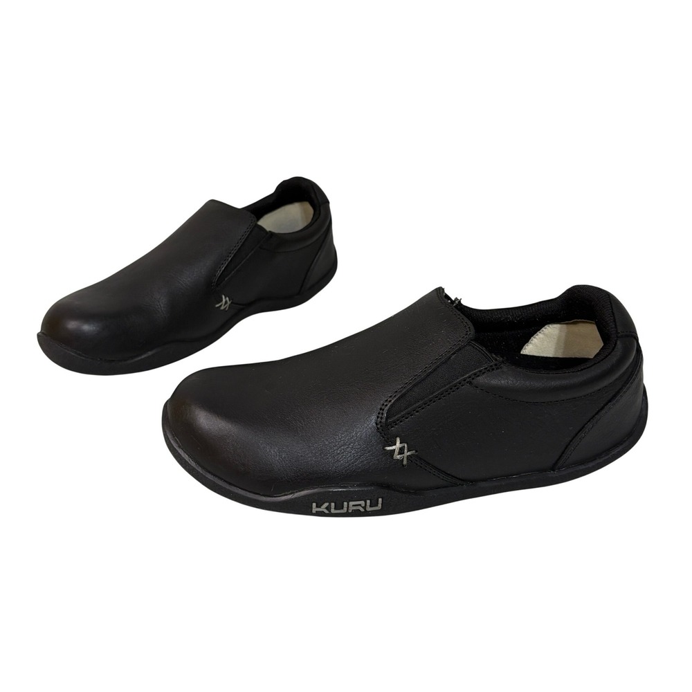 KURU Mens Kivi Leather Orthopedic Slip On Loafers 9.5W Black Work Comfort Shoes